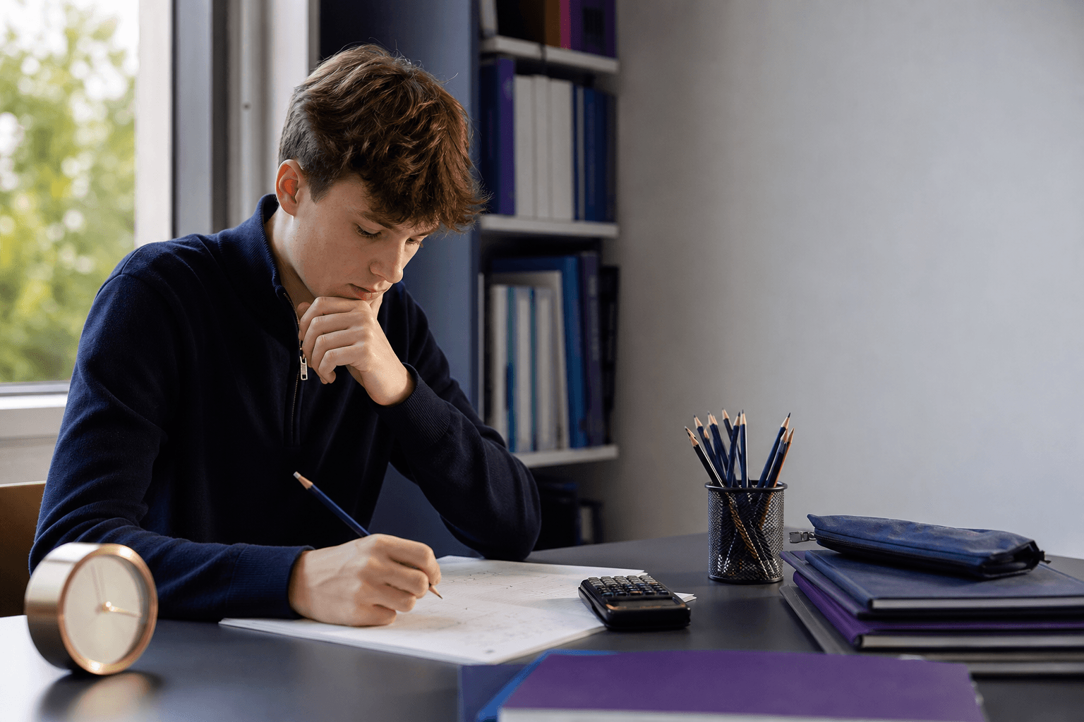A student preparing for a maths examination